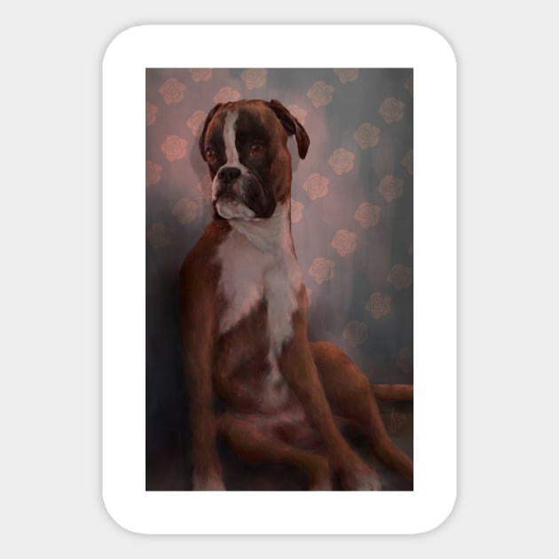 A fancy Boxer Sticker by amusedcow_art